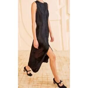 Ulla Johnson dioni embroidered silk cocktail dress black midi NWT $1200 6 NWT